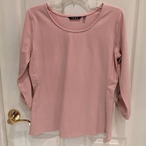Iman Women's 3/4 Sleeve Blush Stretch Top w/Ruched Sleeves Size Medium